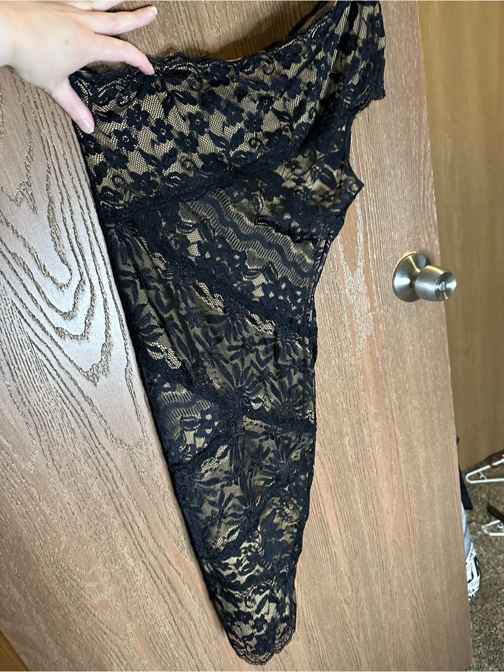Black Lace Sheer High-Cut dress. One shoulder